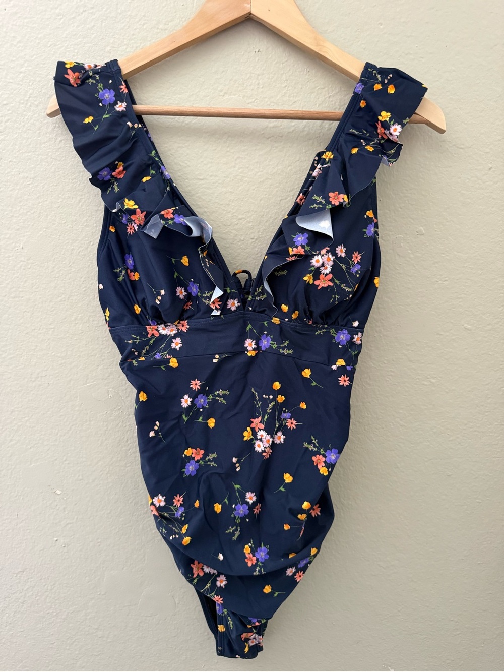 Live Life On The Beach Navy Floral Ruffle One-Piece Swimsuit